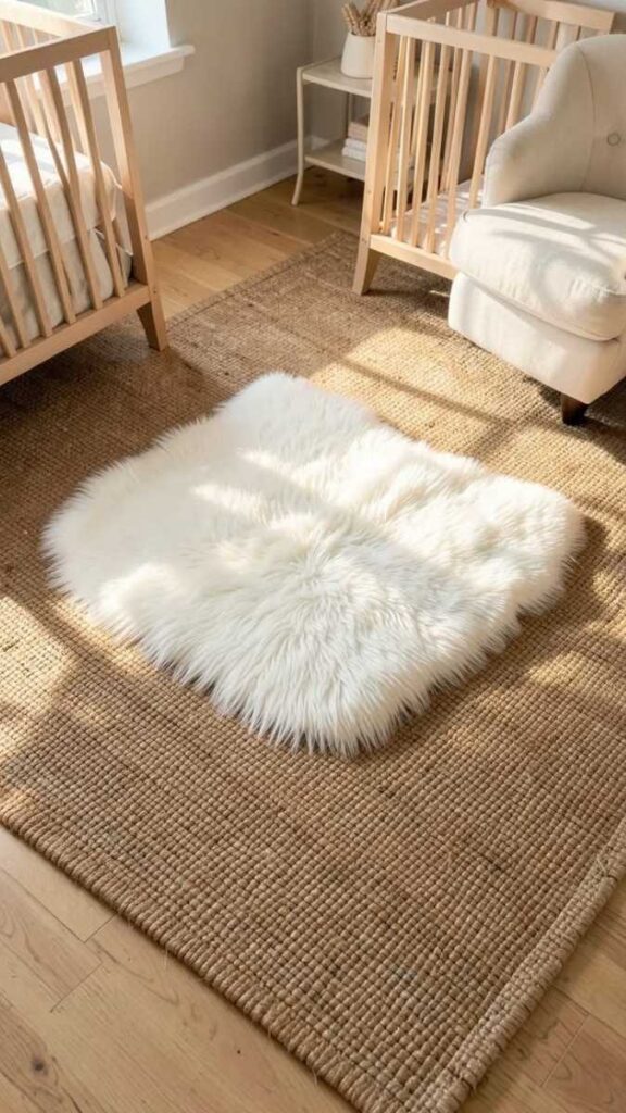 27 Best Minimalist Nursery Decor Ideas That Make Small Baby Rooms Feel Calm and Complete 7 Soft Rug With Low Pile in a Muted Tone, Sized to Ground the Space