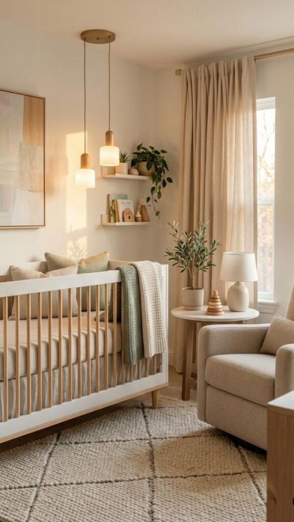 Warm Wood Floor With a Washable Flat-Weave Rug