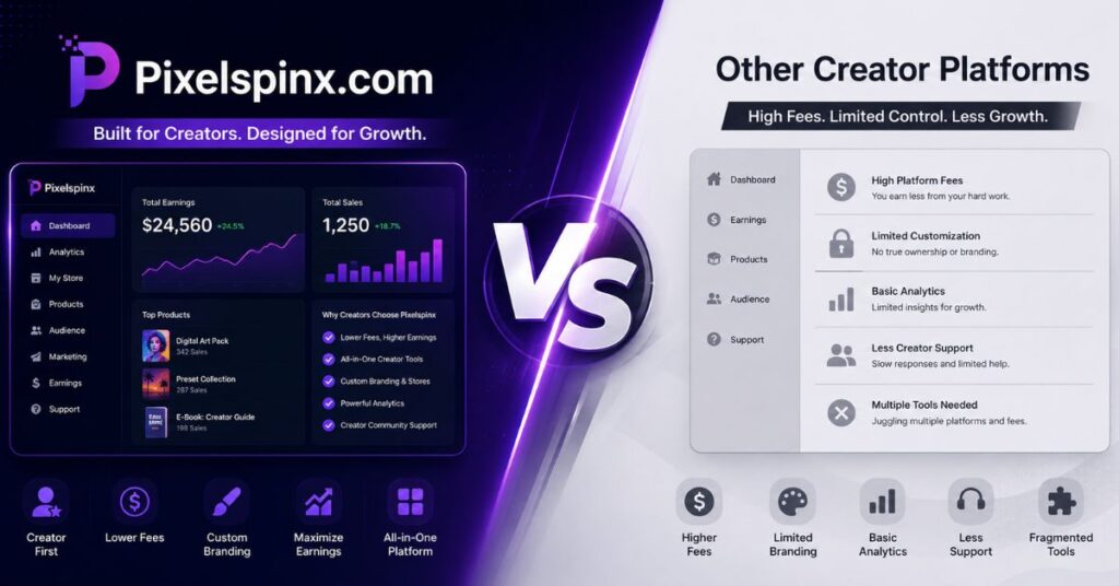 What Is Pixelspinx com? Complete Guide to the Creator Platform in 2026 4 Pixelspinx com vs Other Creator Platforms